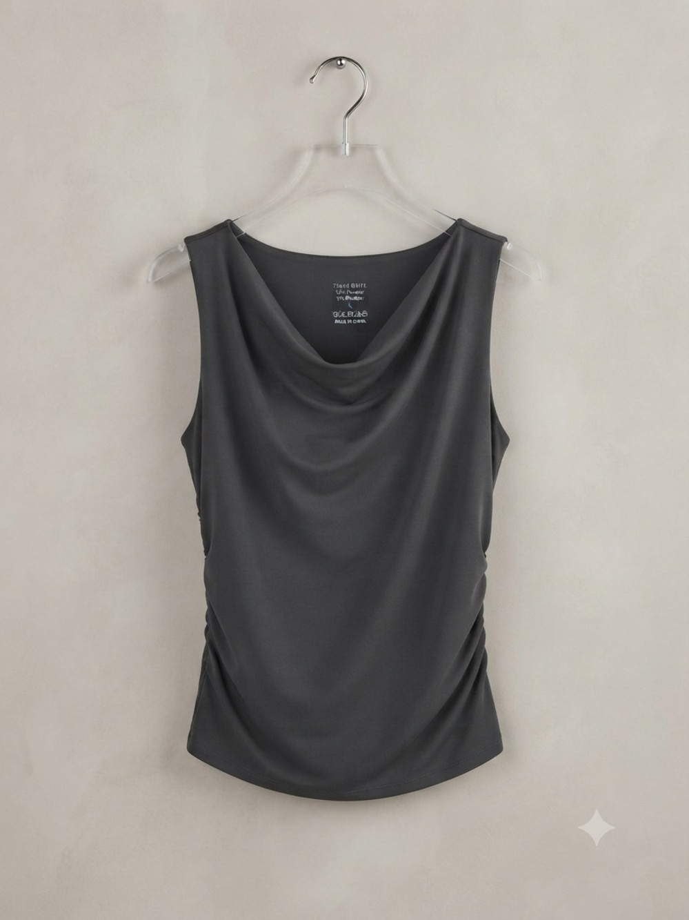 NWOT Draped Sleeveless Cowl Top in Charcoal Gray